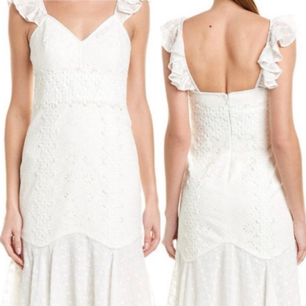 Ever New Melbourne Eyelet Lace White Dress sz6 small cotton Boho cottage midi
